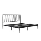 Black Metal Bed Frame with Geometric Panel Headboard – Queen
