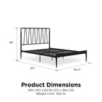 Black Metal Bed Frame with Geometric Panel Headboard – Queen