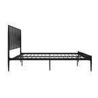 Black Metal Bed Frame with Geometric Panel Headboard – Queen