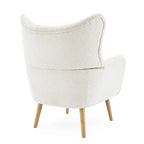 Almond Boucle Wingback Button-Tufted Club Chair with Rubberwood Legs – 1 Person