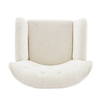 Almond Boucle Wingback Button-Tufted Club Chair with Rubberwood Legs – 1 Person