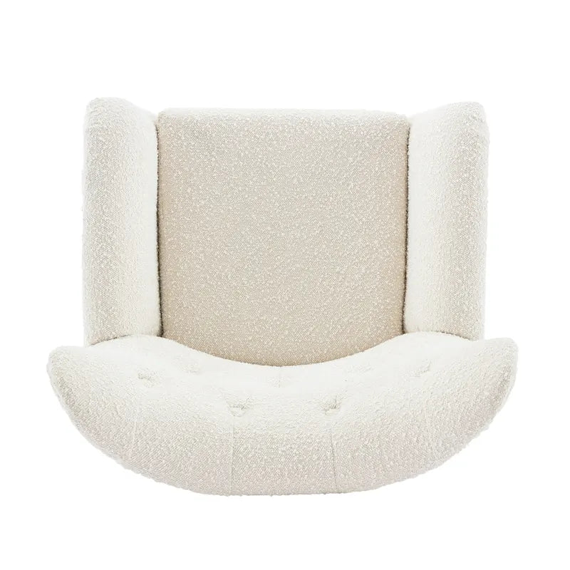Almond Boucle Wingback Button-Tufted Club Chair with Rubberwood Legs – 1 Person