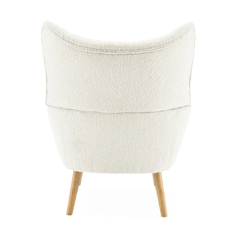 Almond Boucle Wingback Button-Tufted Club Chair with Rubberwood Legs – 1 Person