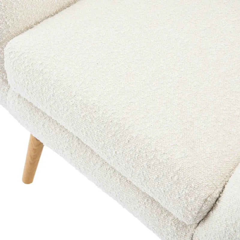 Almond Boucle Wingback Button-Tufted Club Chair with Rubberwood Legs – 1 Person