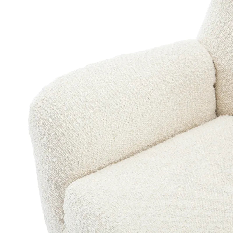 Almond Boucle Wingback Button-Tufted Club Chair with Rubberwood Legs – 1 Person