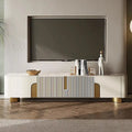 78.7  Media Console with 3 Drawers, white Color, Sintered Stone Table-top - 78.74
