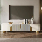 78.7  Media Console with 3 Drawers, white Color, Sintered Stone Table-top - 78.74