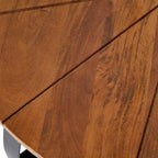 Natural & Black Mango Wood Round Coffee Table with Powder-Coated Iron Legs & Open Shelf