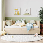 Pink / Beige / Gray Velvet Twin Daybed with Pop-Up Trundle – 1-2 Person