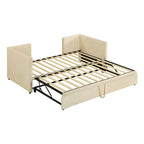 Pink / Beige / Gray Velvet Twin Daybed with Pop-Up Trundle – 1-2 Person