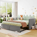 Pink / Beige / Gray Velvet Twin Daybed with Pop-Up Trundle – 1-2 Person