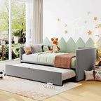 Pink / Beige / Gray Velvet Twin Daybed with Pop-Up Trundle – 1-2 Person