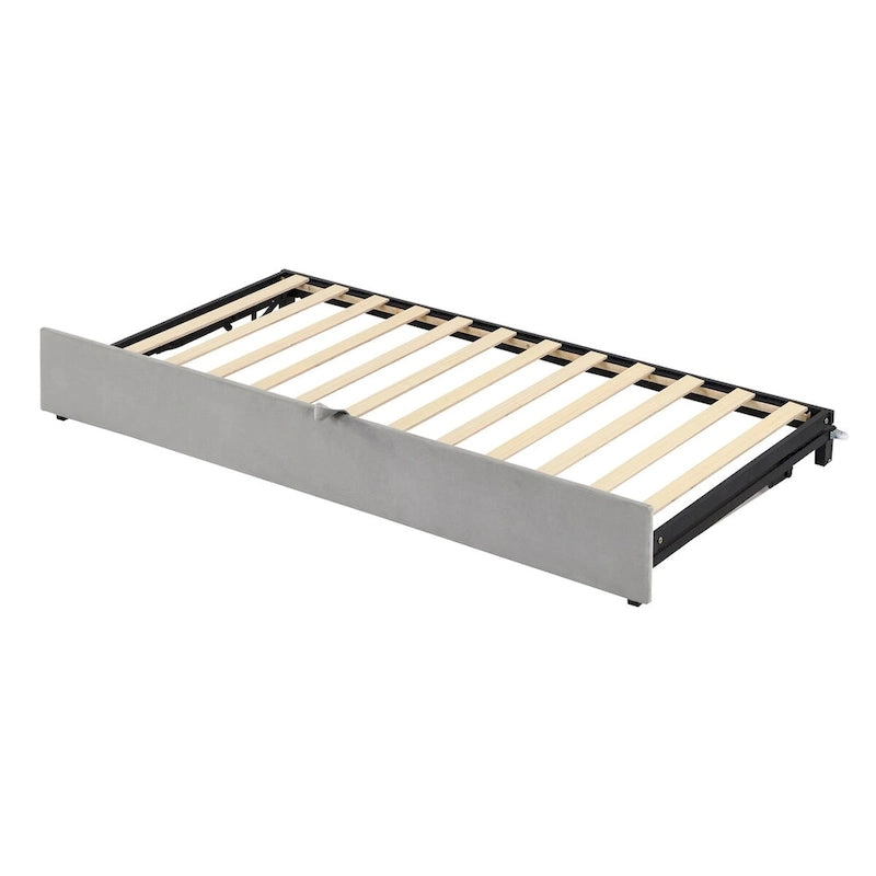 Pink / Beige / Gray Velvet Twin Daybed with Pop-Up Trundle – 1-2 Person