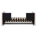 Pink / Beige / Gray Velvet Twin Daybed with Pop-Up Trundle – 1-2 Person