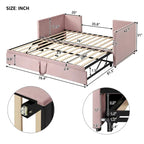 Pink / Beige / Gray Velvet Twin Daybed with Pop-Up Trundle – 1-2 Person