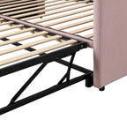 Pink / Beige / Gray Velvet Twin Daybed with Pop-Up Trundle – 1-2 Person