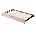 Pink / Beige / Gray Velvet Twin Daybed with Pop-Up Trundle – 1-2 Person
