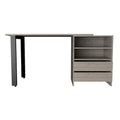 Light Gray Writing Desk with 2 Drawers & 2 Shelves – 1 Person