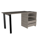 Light Gray Writing Desk with 2 Drawers & 2 Shelves – 1 Person