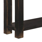 Weathered Black Wood Sofa Console Table with 4 Drawers & Bottom Shelf