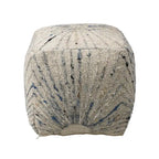 Ivory Handwoven Wool & Cotton Square Ottoman – Medium