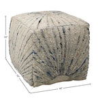 Ivory Handwoven Wool & Cotton Square Ottoman – Medium