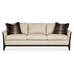 Cream Top Grain Leather Sofa with Wood Frame & 2 Pillows – 3 Person