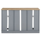 Light Blue & Oak Sideboard Buffet Cabinet with Glass Doors, Wine Rack & 2 Drawers