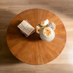 Brown Vintage Barrel-Shaped Coffee Table with Storage