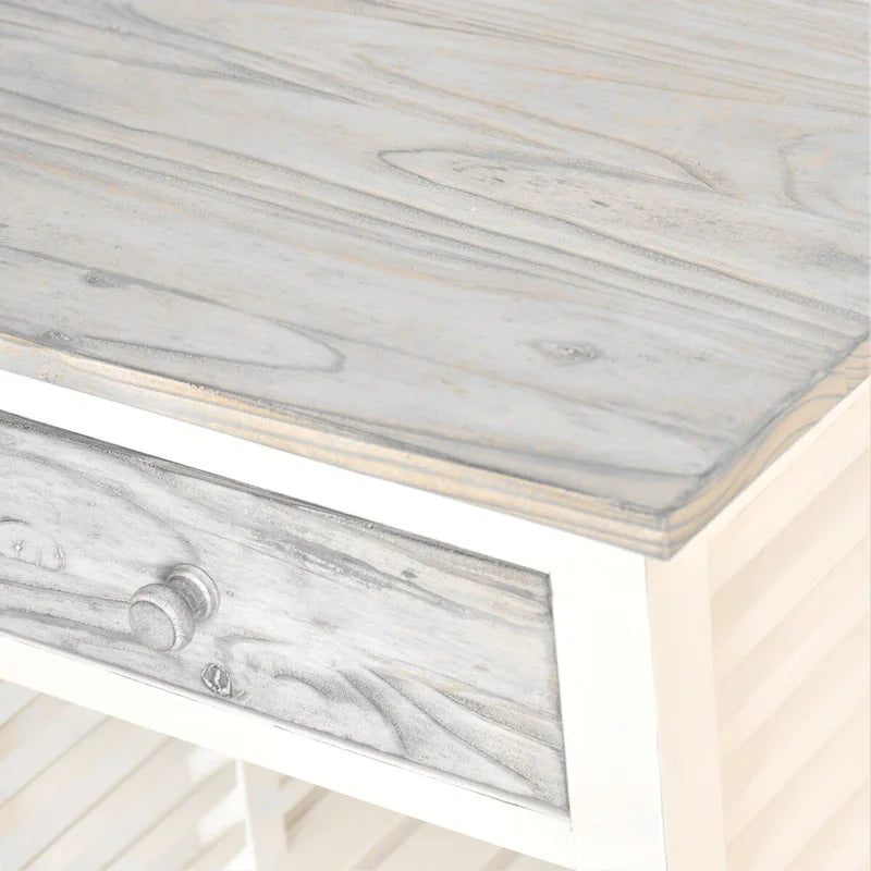 Grey & White Two-Tone Distressed Wood End Table
