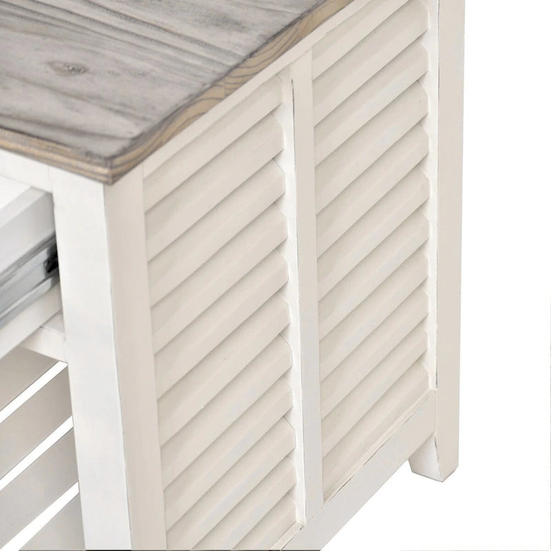 Grey & White Two-Tone Distressed Wood End Table