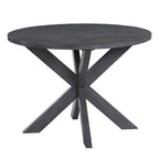 Grey Rubberwood Round Farmhouse Dining Table with Trestle X-Base – 4 Person