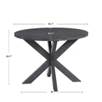 Grey Rubberwood Round Farmhouse Dining Table with Trestle X-Base – 4 Person