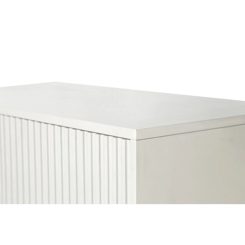 White / Navy Blue 4-Door MDF Storage Cabinet with Vertical Line Design & Gold Legs
