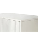 White / Navy Blue 4-Door MDF Storage Cabinet with Vertical Line Design & Gold Legs