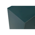 White / Navy Blue 4-Door MDF Storage Cabinet with Vertical Line Design & Gold Legs