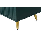 White / Navy Blue 4-Door MDF Storage Cabinet with Vertical Line Design & Gold Legs