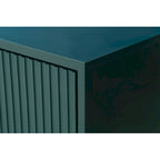 White / Navy Blue 4-Door MDF Storage Cabinet with Vertical Line Design & Gold Legs