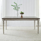 Antique White & Weathered Grey Two-Tone Rectangular Dining Table with Turned Legs – 6 Person