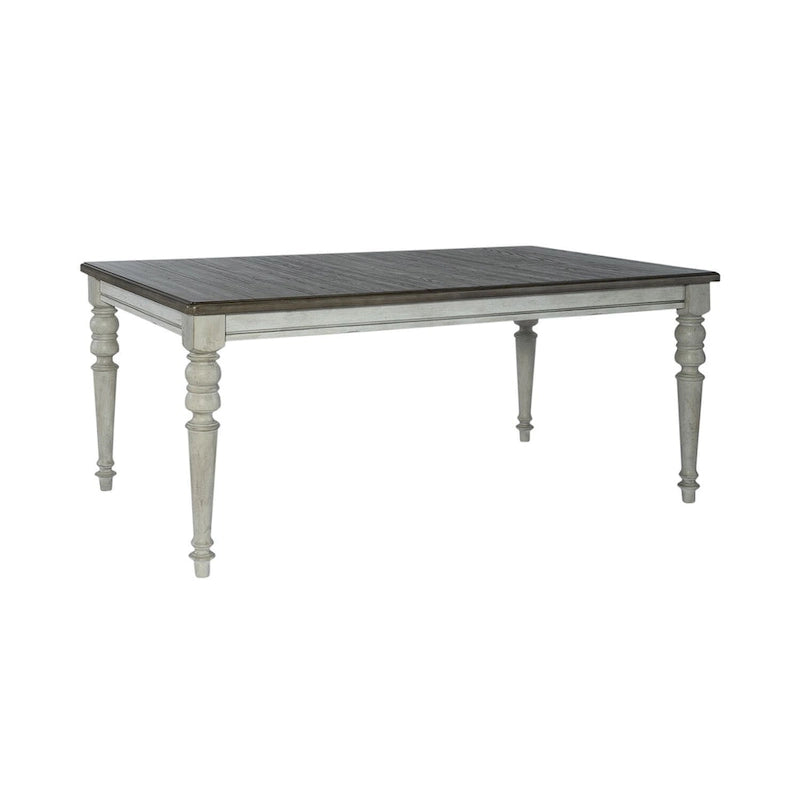 Antique White & Weathered Grey Two-Tone Rectangular Dining Table with Turned Legs – 6 Person