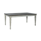 Antique White & Weathered Grey Two-Tone Rectangular Dining Table with Turned Legs – 6 Person