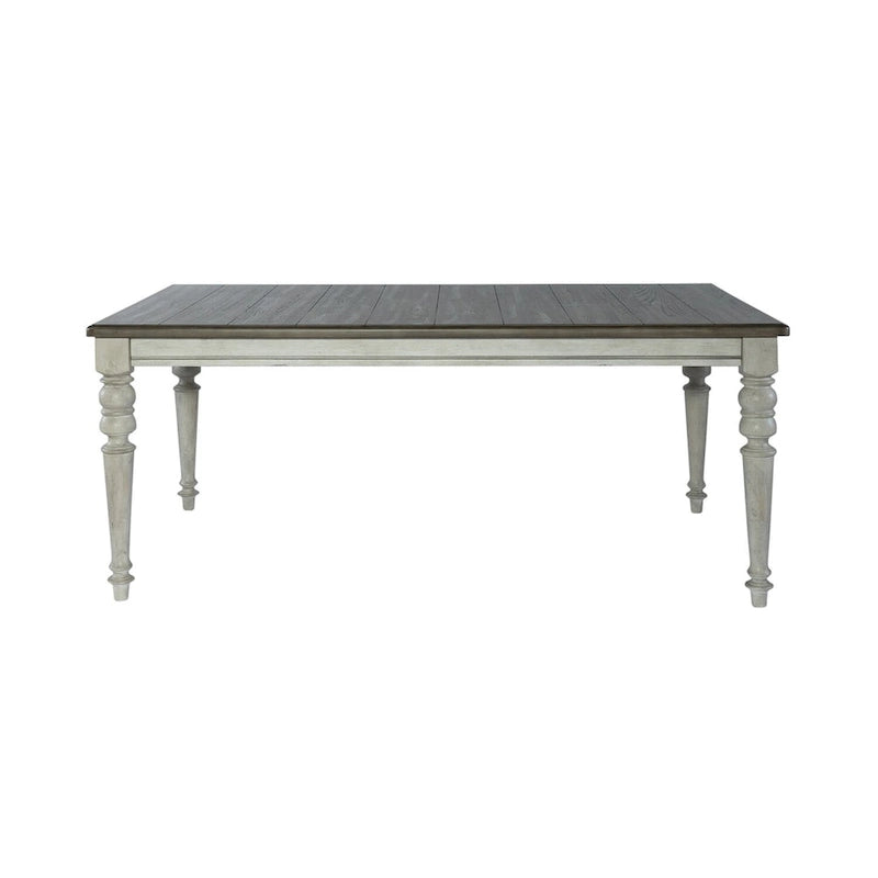 Antique White & Weathered Grey Two-Tone Rectangular Dining Table with Turned Legs – 6 Person