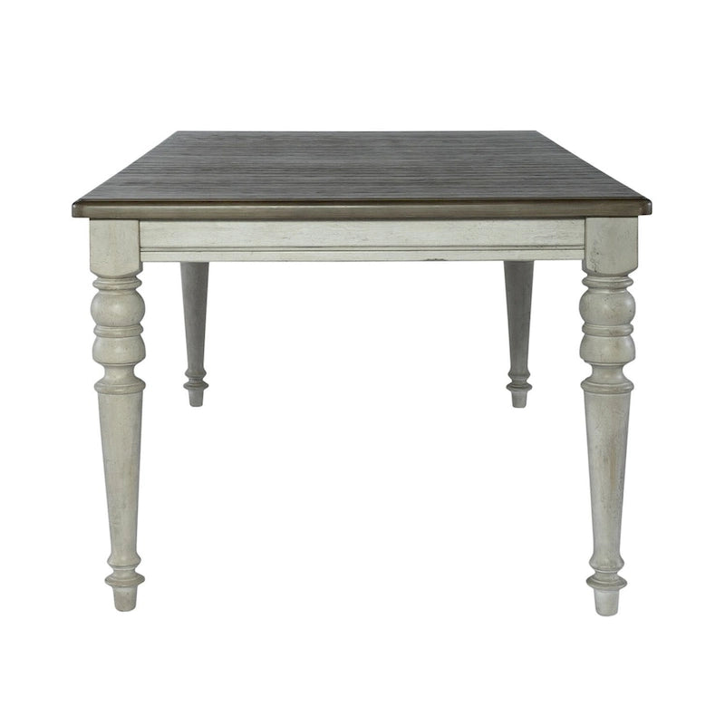 Antique White & Weathered Grey Two-Tone Rectangular Dining Table with Turned Legs – 6 Person