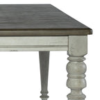 Antique White & Weathered Grey Two-Tone Rectangular Dining Table with Turned Legs – 6 Person