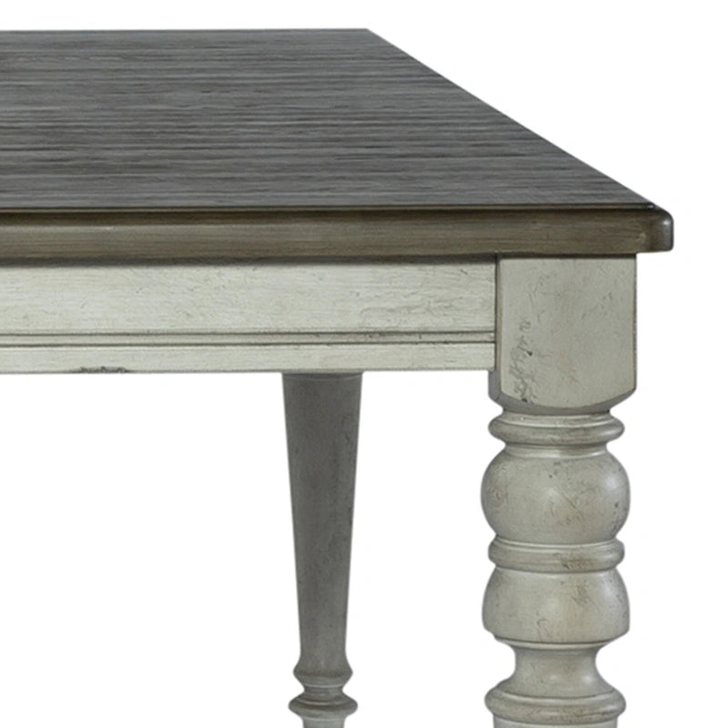 Antique White & Weathered Grey Two-Tone Rectangular Dining Table with Turned Legs – 6 Person