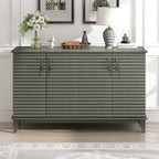 Antique Gray 4-Door Retro Sideboard Buffet with Adjustable Shelves & Metal Handles