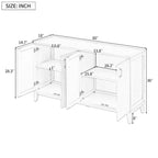 Antique Gray 4-Door Retro Sideboard Buffet with Adjustable Shelves & Metal Handles