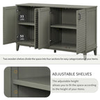 Antique Gray 4-Door Retro Sideboard Buffet with Adjustable Shelves & Metal Handles