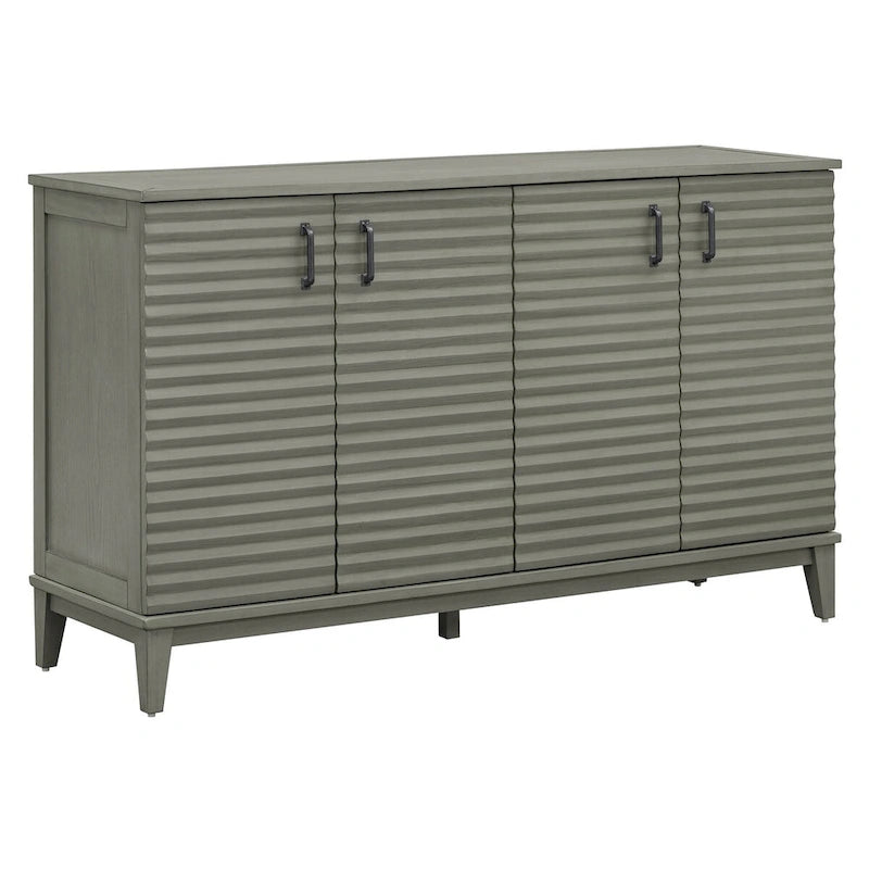 Antique Gray 4-Door Retro Sideboard Buffet with Adjustable Shelves & Metal Handles