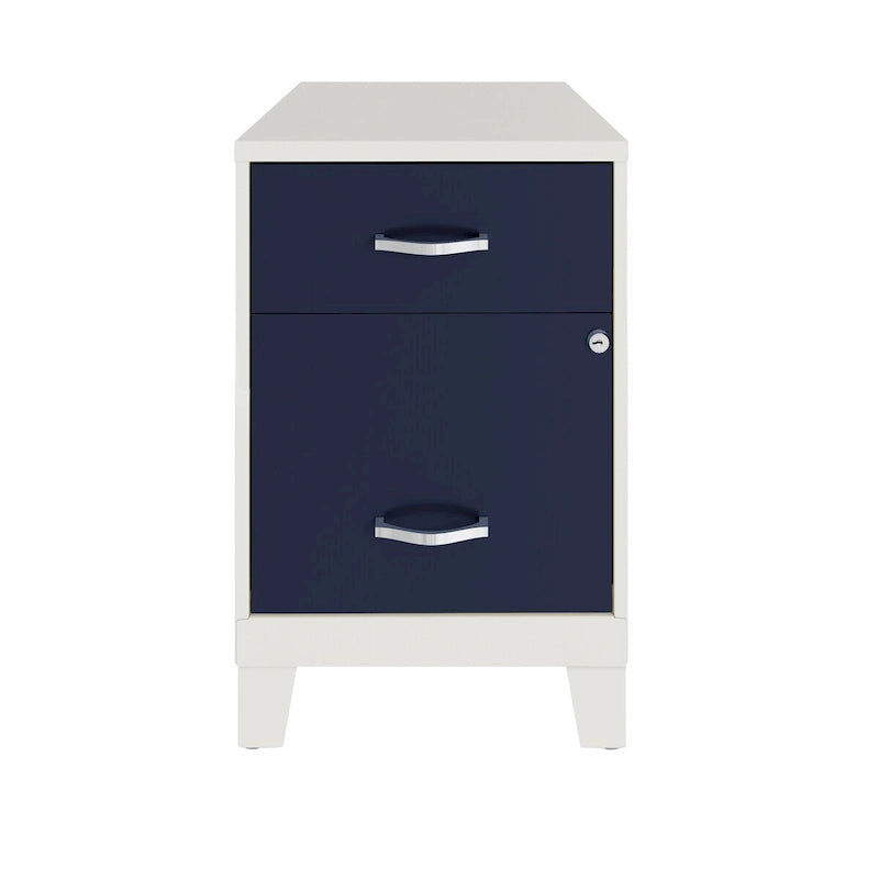 2-Drawer Vertical Metal File Cabinet with Accessory Drawer & Legs – Blue / White / Green